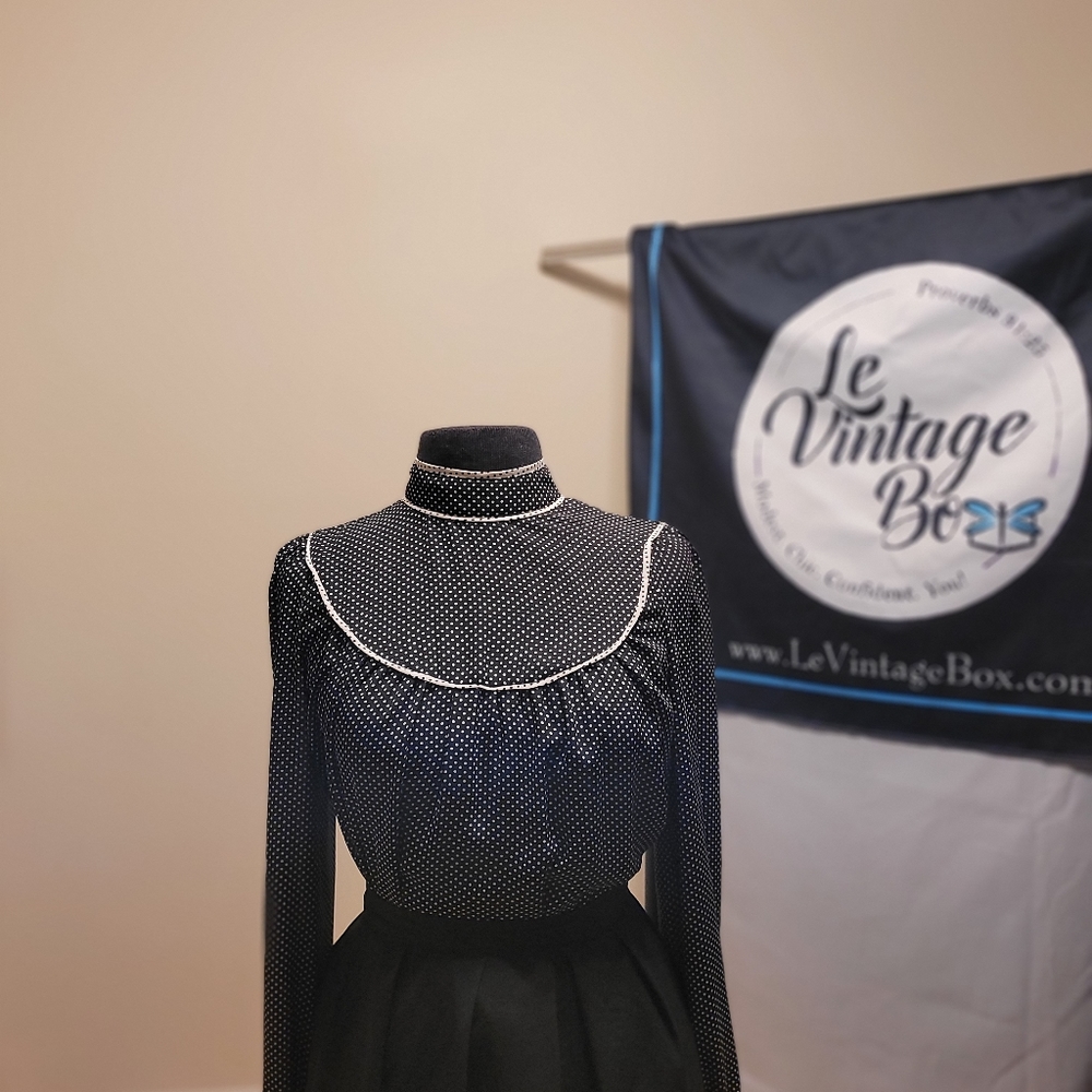 Polka Dot Vintage Blouse in Black And White